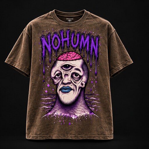 NOHUMN Purple Mind Tee in Earth Brown
